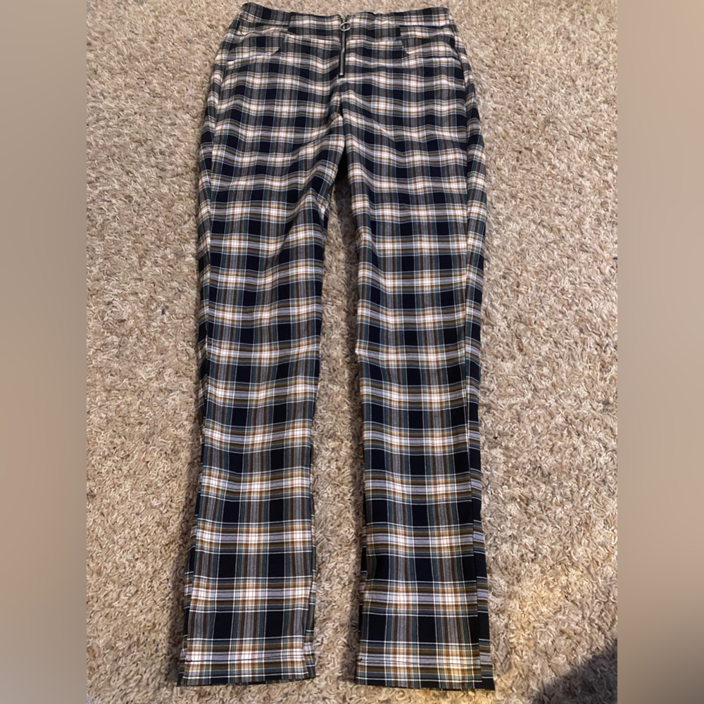 Plaid Straight Leg Pants